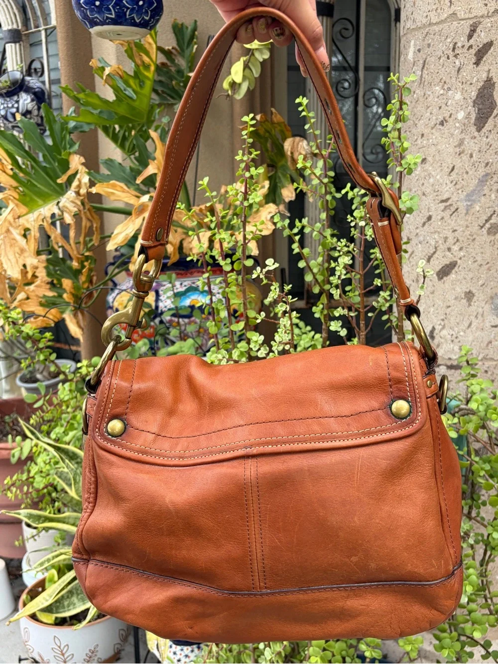 Coach Leather Shoulder Bag in Chestnut Tan